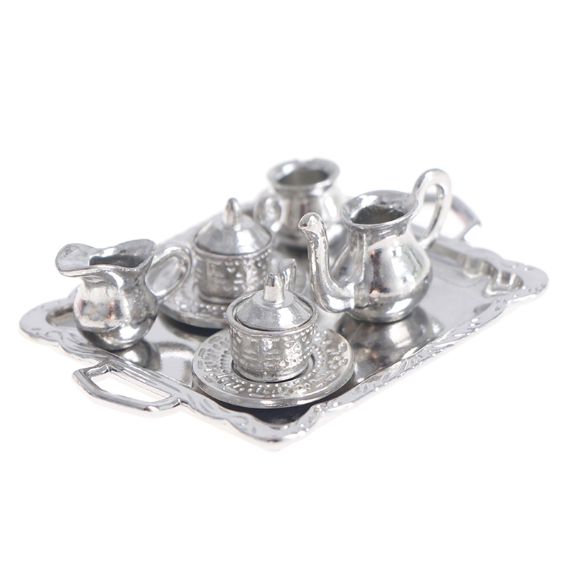 Kids Outdoor Kitchen Accessories - 10 stks/set 1/12 Poppenhuis Miniatuur Zilveren