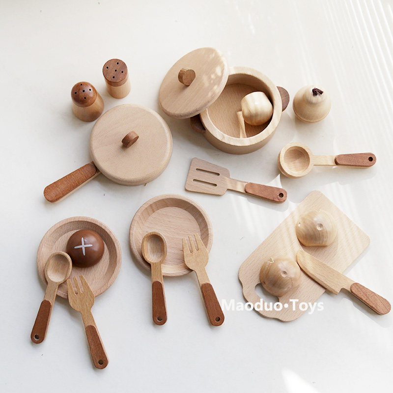 Kids Outdoor Kitchen Accessories - Maoduo Toys Beukenhouten Kinderkeuken Speelset Kookgerei