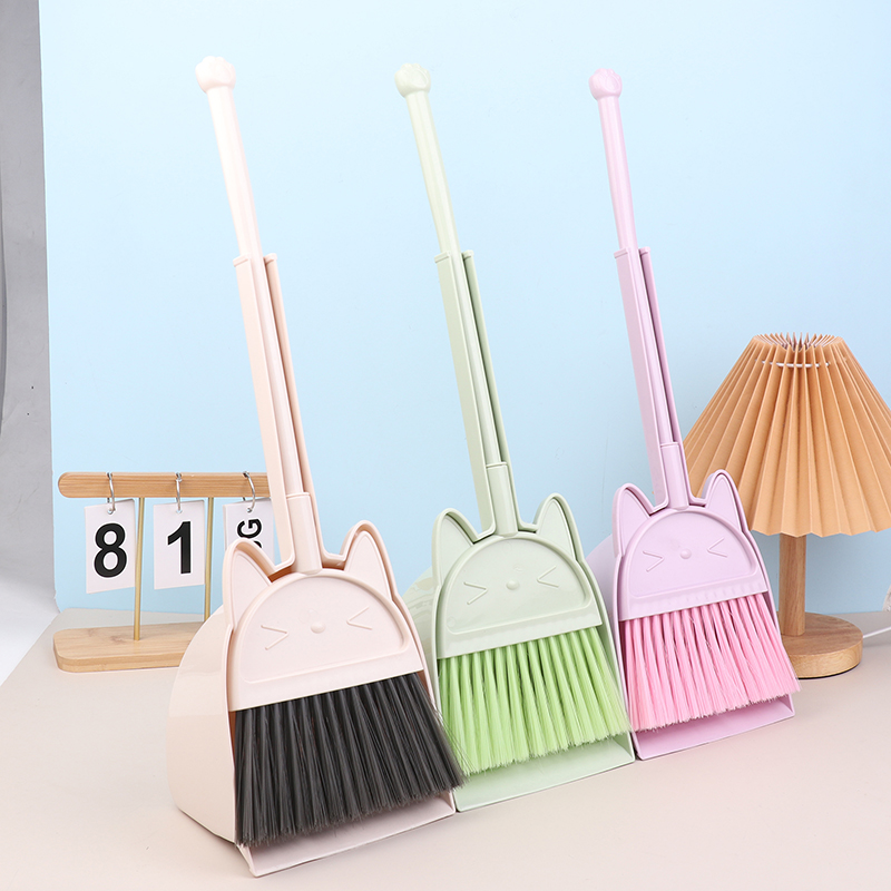 Kids Outdoor Broom - Cartoon-stijl peuter bezem stoffer, flexibele haren