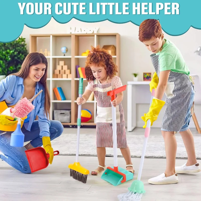 Kids Outdoor Broom - 16-delige kinderreinigingsset - Huishoudelijke schoonmaakbenodigdheden met