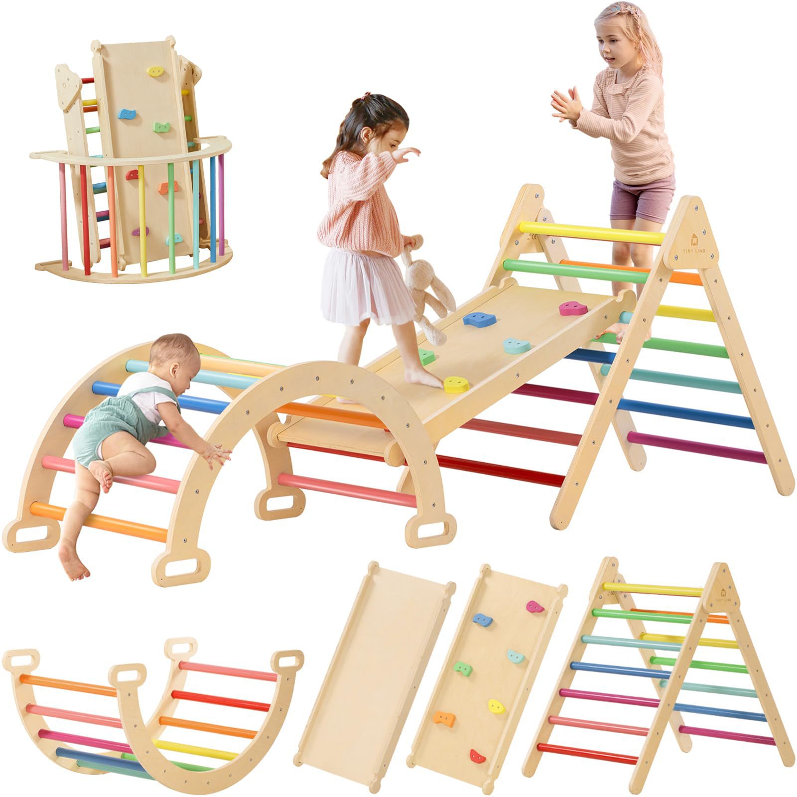 Kids Outdoor Climbing Frame - Massief houten veelzijdig klimrek voor kinderen,