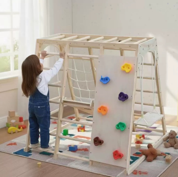 Houten klimrek met schommel en - Kids Outdoor Climbing Frame recensie en prijs